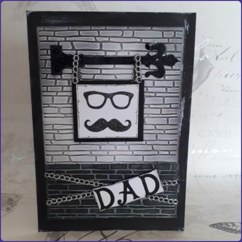 Father's Day Birthday Greetings Card Steampunk Inspired Black & White