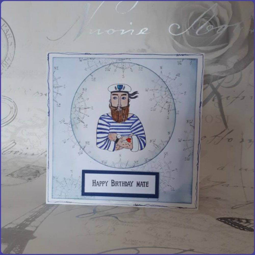 Nautical Inspired Sailor Design Birthday Greetings Father's Day Card
