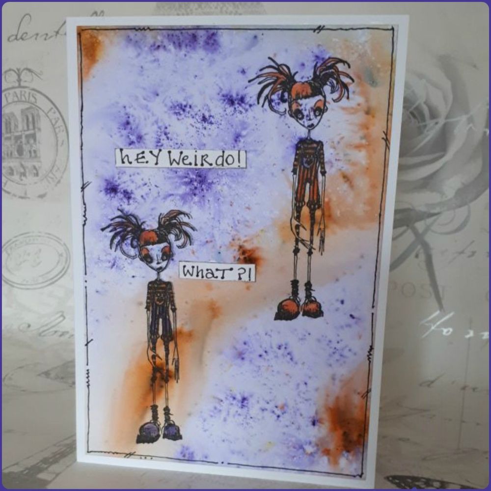 Freaky Goth Girls Greetings Card Notelet Watercolour Birthday