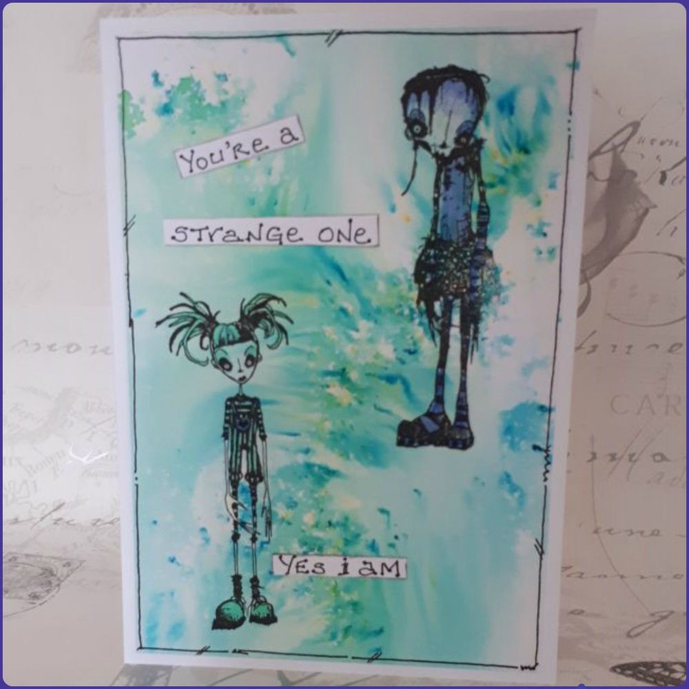 Freaky Goth Girls Greetings Card Notelet Watercolour Birthday