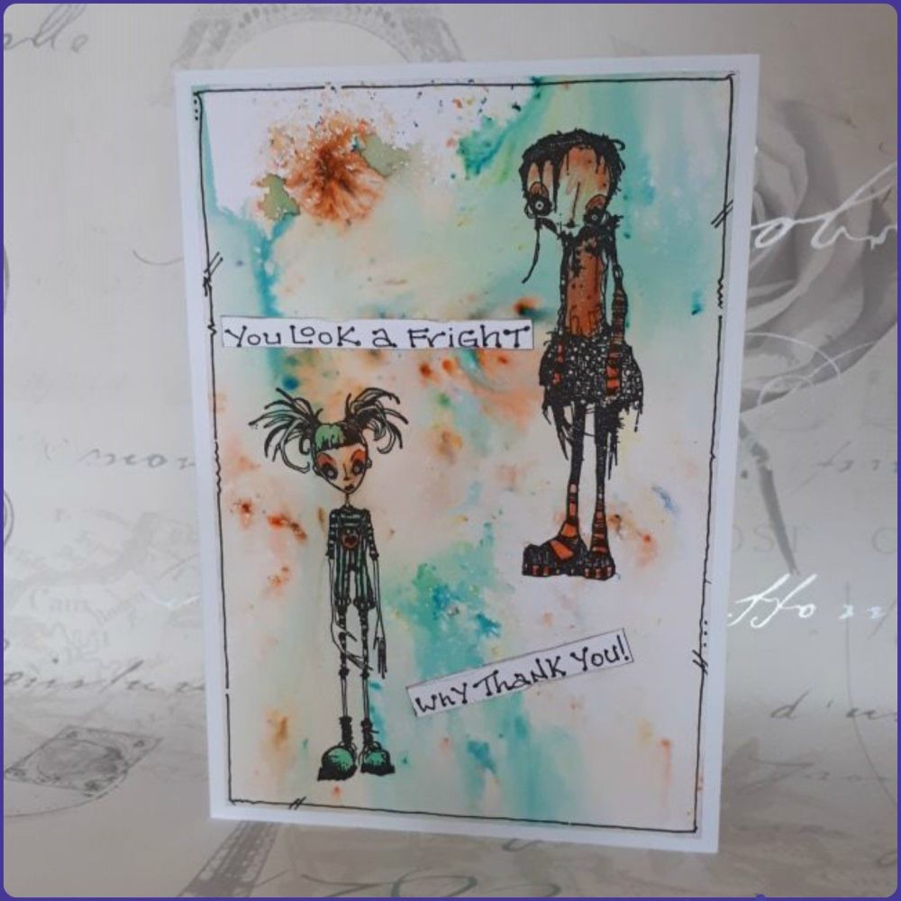 Freaky Goth Girls Greetings Card Notelet Watercolour Birthday