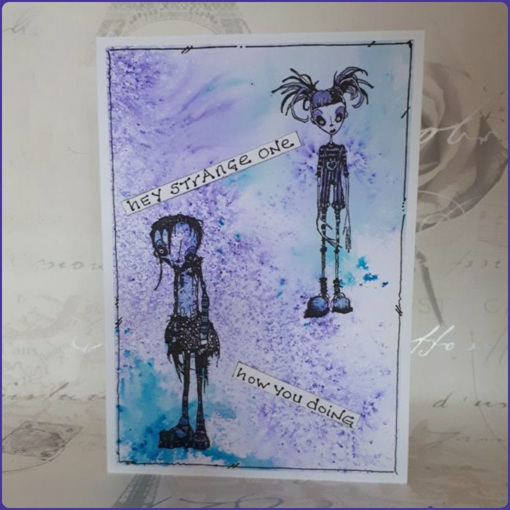 Freaky Goth Girls Greetings Card Notelet Watercolour Birthday