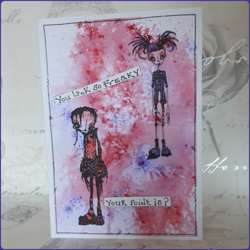 Freaky Goth Girls Greetings Card Notelet Watercolour Birthday