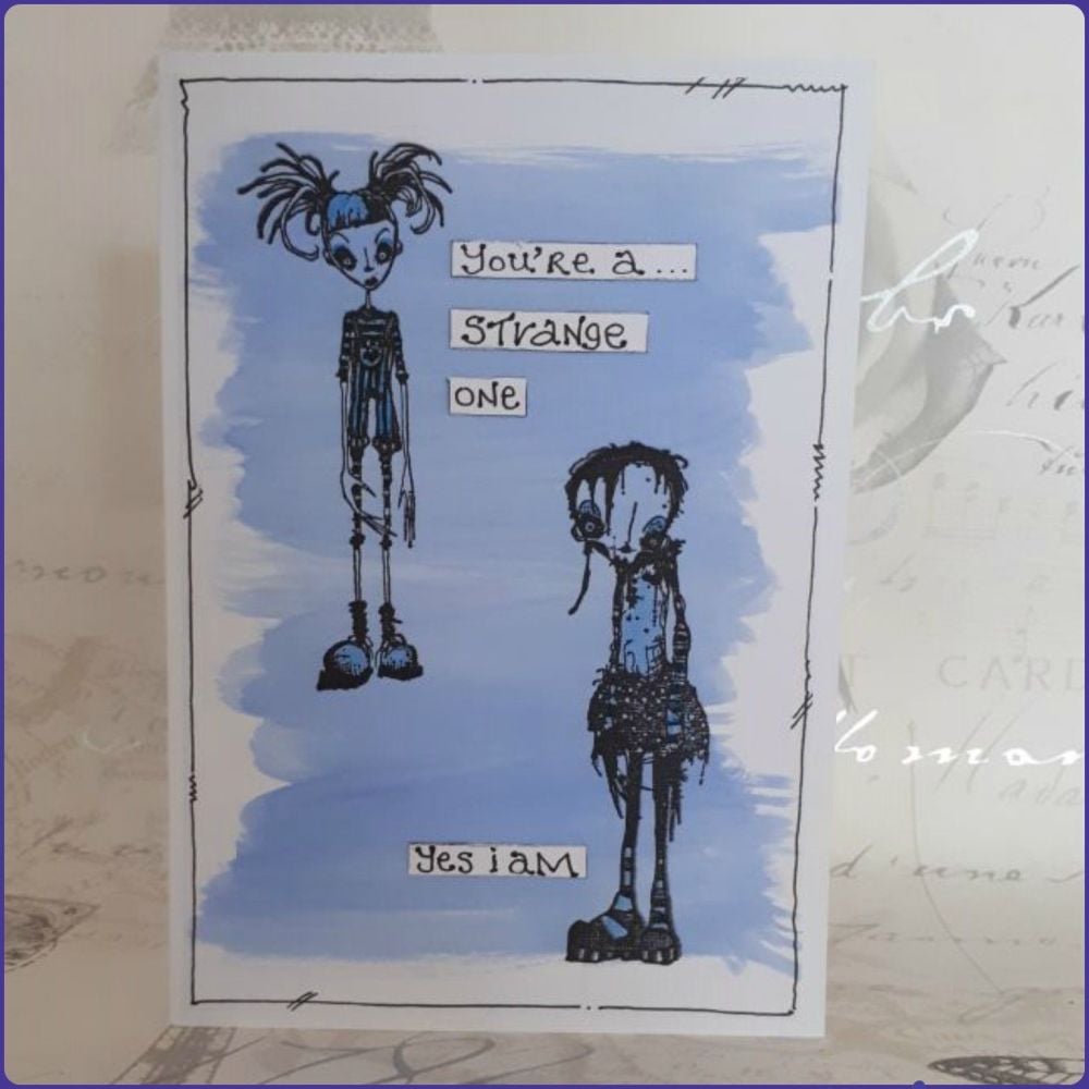 Freaky Goth Girls Greetings Card Notelet Watercolour Birthday