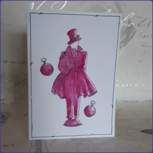 Steampunk Inspired Stamped Watercolour Notecard Birthday Greetings Card