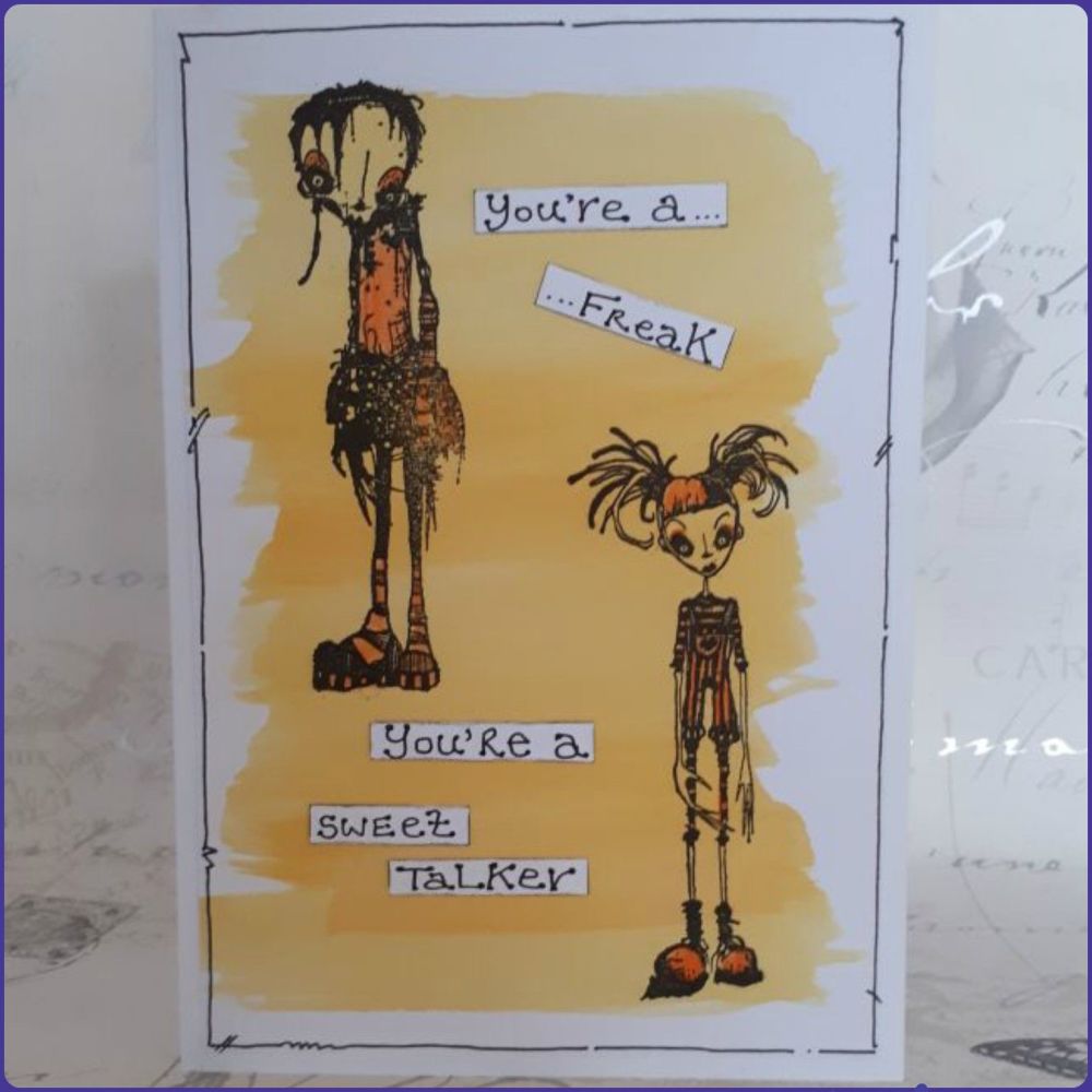 Freaky Goth Girls Greetings Card Notelet Watercolour Birthday