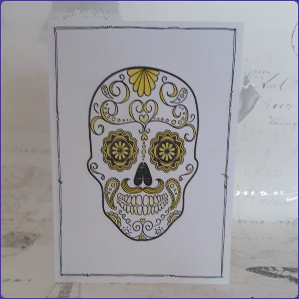 Zentangle Inspired Toadstool Greeting Card Notecard Watercolour