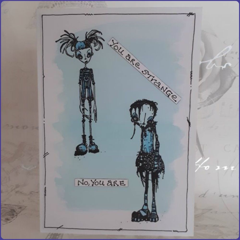 Freaky Goth Girls Greetings Card Notelet Watercolour Birthday