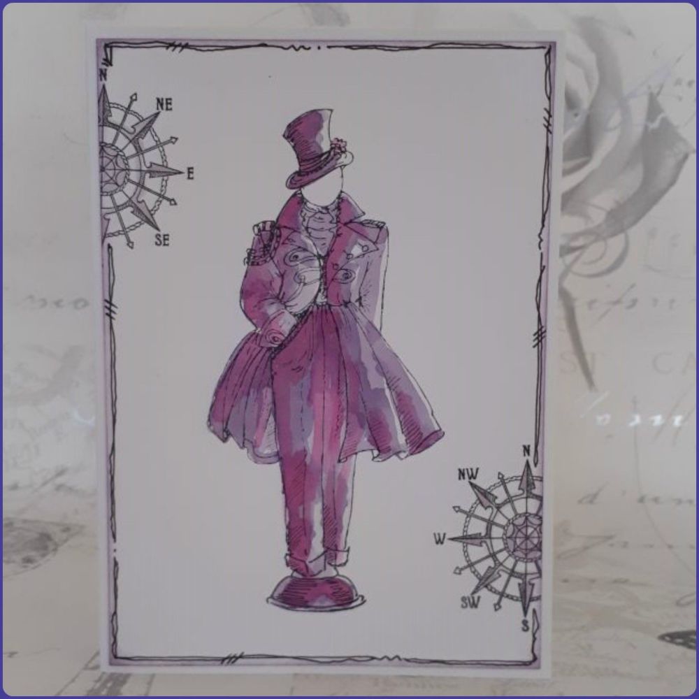 Victoriana Steampunk Inspired Birthday Greetings Card Notecard Watercolour