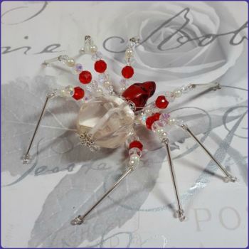 Beaded Spider Ornamental Home Decor Arachnid Red Skull