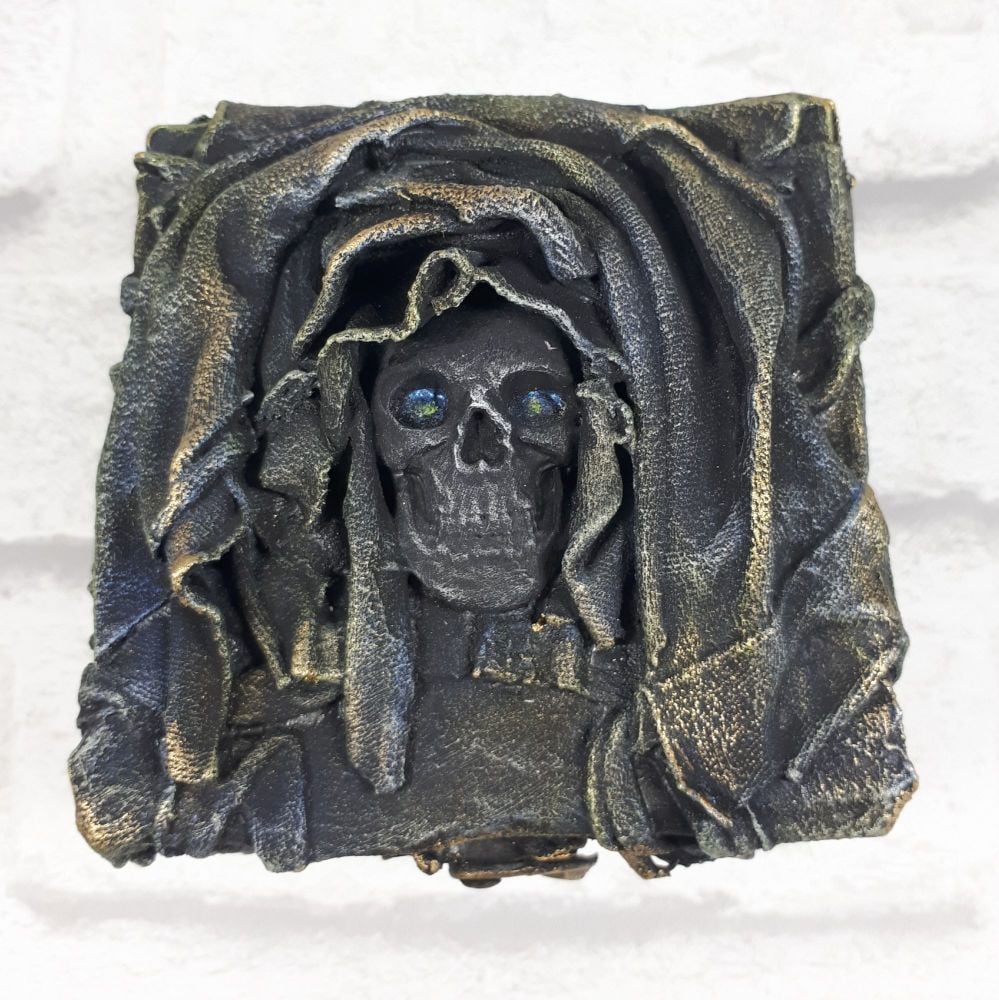 Mixed Media Goth Gothic Skull Trinket Box Sculpture Home Decor