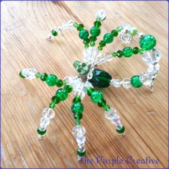 Spider Scorpion Beaded Handmade Gift Ornamental Green