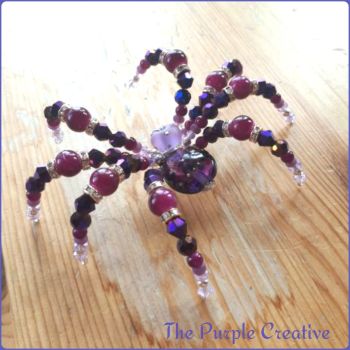 Purple Glass Lampwork Beaded Spider Ornamental Home Decor Arachnid