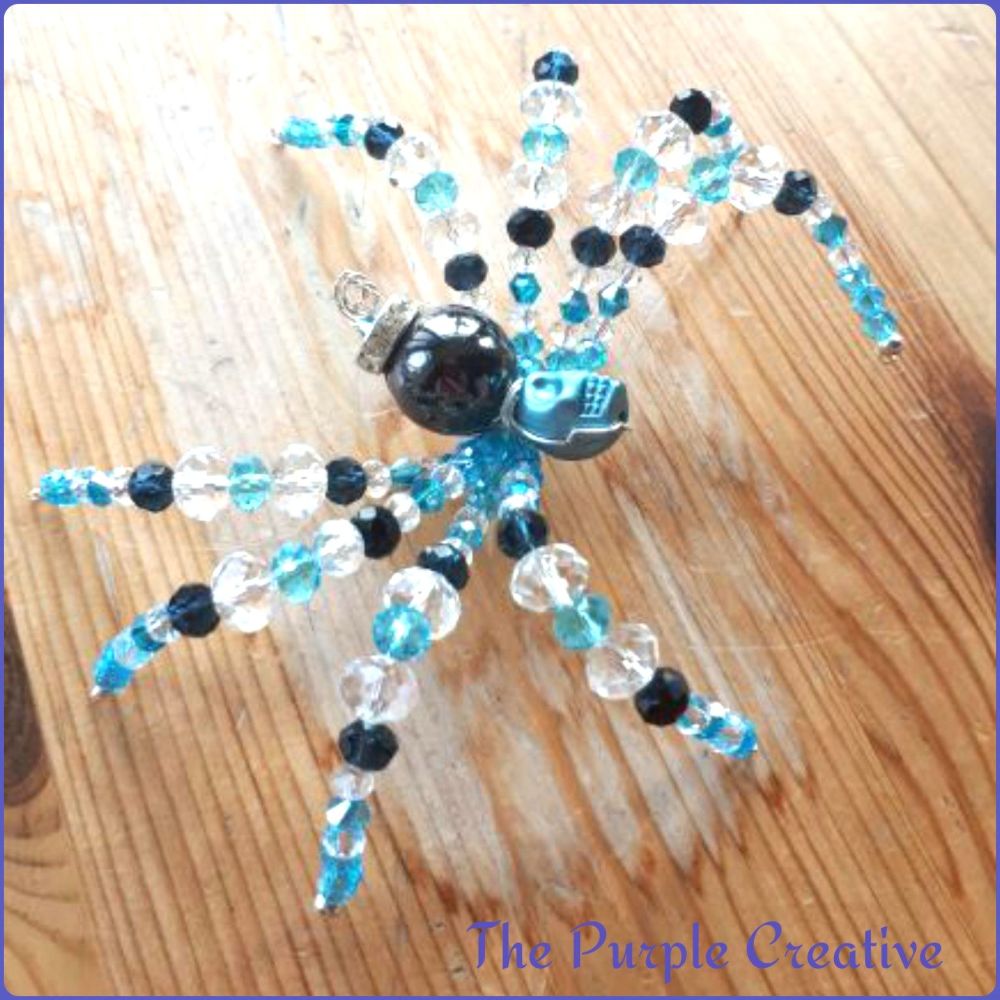 Beaded Spider Handmade Home Decor Gift Skull Crystal Turquoise Hematite