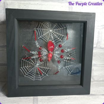 Framed Spider Handmade Beaded Home Decor Wall Art 3D