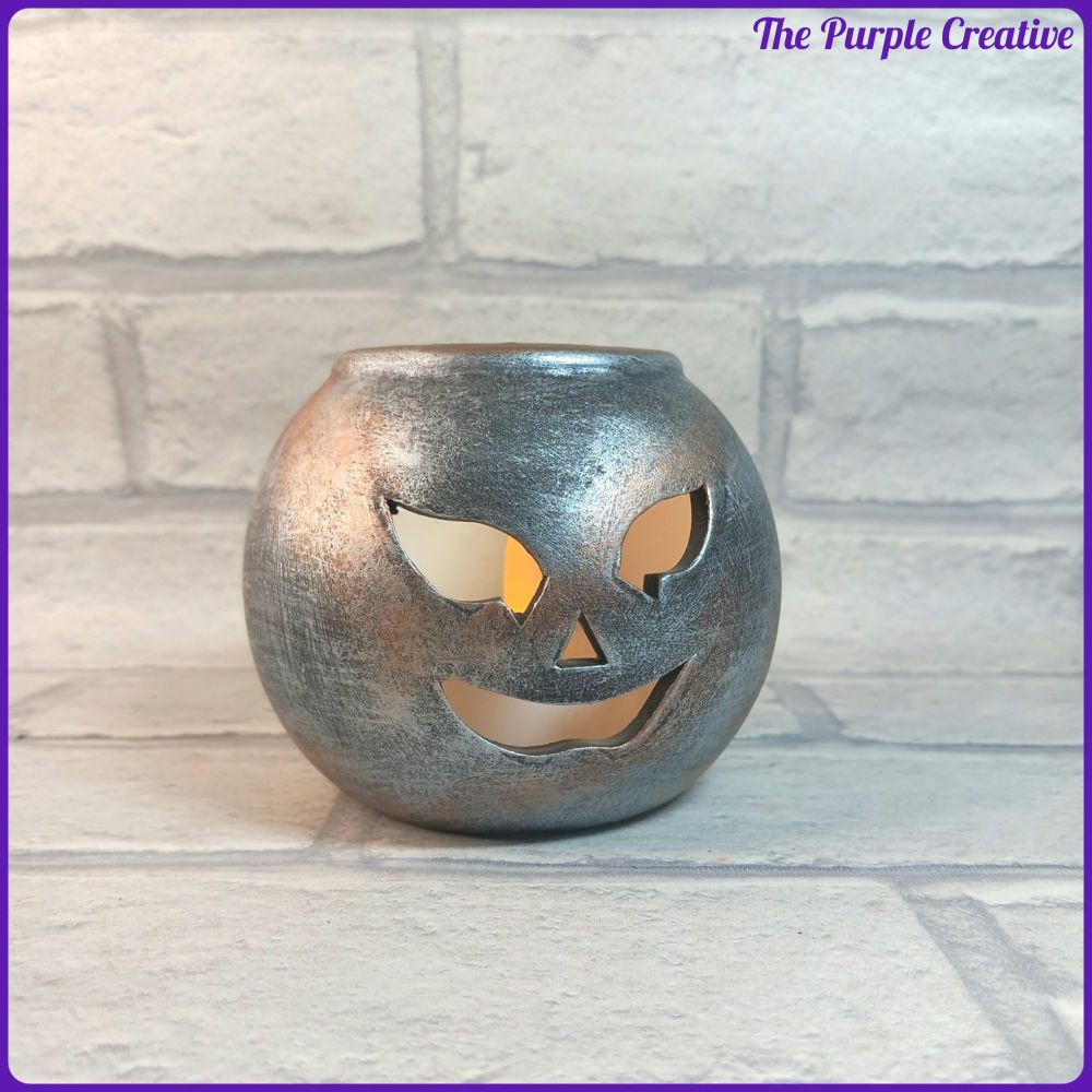 Halloween Ceramic Pumpkin Tealight Holder Bats Cat
