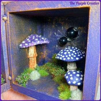 Toadstool Box Home Decor Handmade Spider Scene
