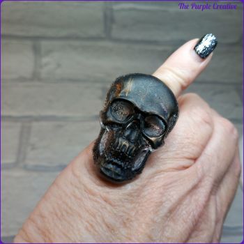 Resin Skull Adjustable Ring Goth Alternative Jewellery