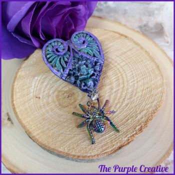 Spider Heart Handmade Brooch Costume Jewellery