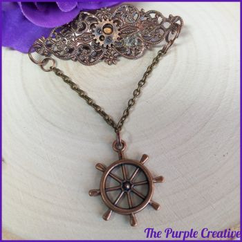Nautical Steampunk Ships Wheel Brooch Handmade Jewellery