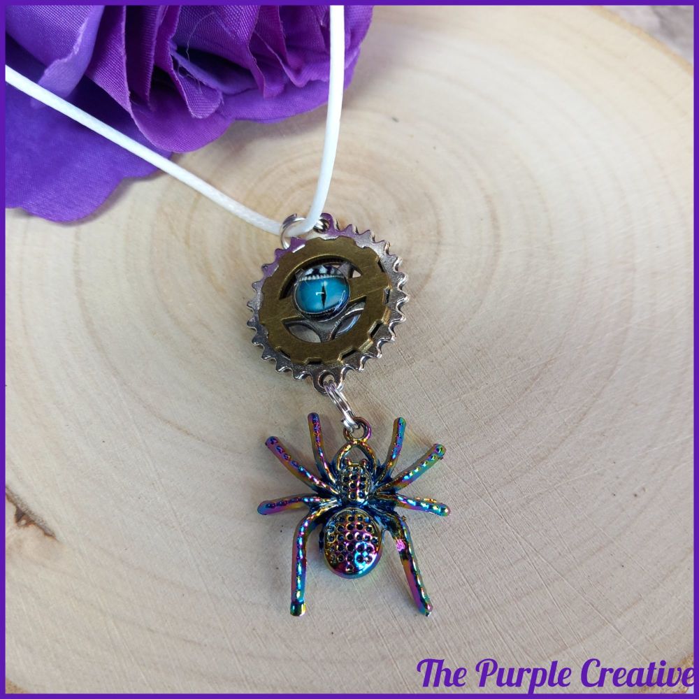 Steampunk Dragon Eye Spider Necklace Handmade Costume Jewellery