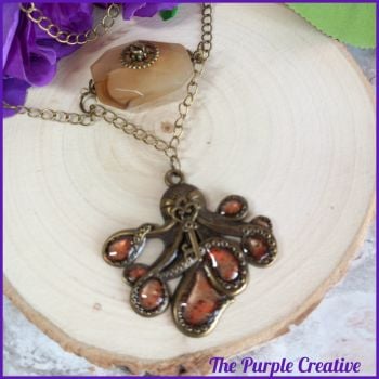 Steampunk Octopus Resin Necklace Handmade Costume Jewellery