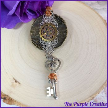 Steampunk Inspired Key Brooch Handmade Costume Jewellery