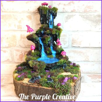 Resin Fantasy Forest Waterfall Toadstools Shrooms Pixies