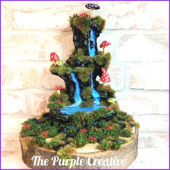 Resin Fantasy Forest Waterfall Toadstool Shrooms Pixies