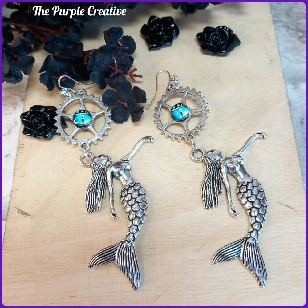 Steampunk Nautical Mermaid Earrings Costume Jewellery