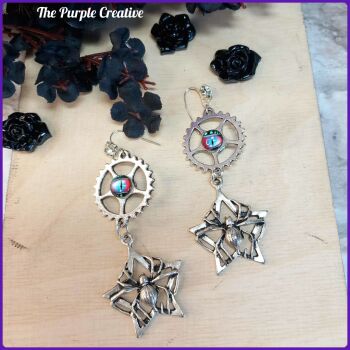 Steampunk Goth Spider Web Earrings Dragons Eye Costume Jewellery