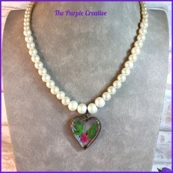 Glass Pearl Necklace Resin Pendant Costume Jewellery Gift Victorian Vintage