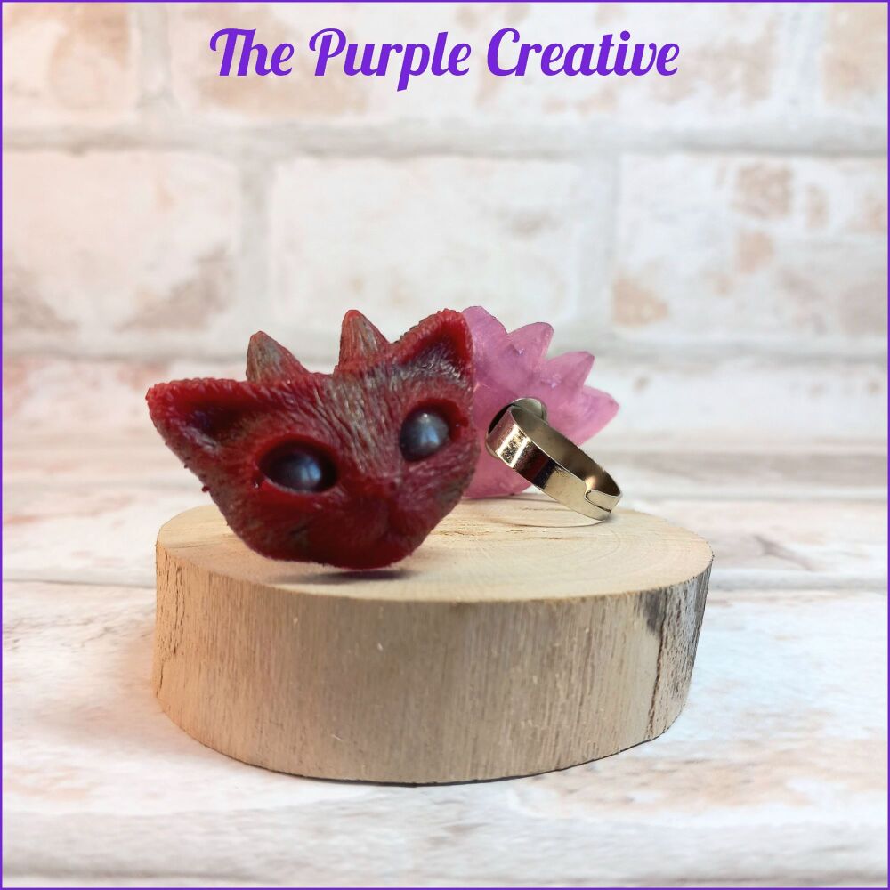 Resin Kitty Adjustable Cat Ring Costume Jewellery Gift