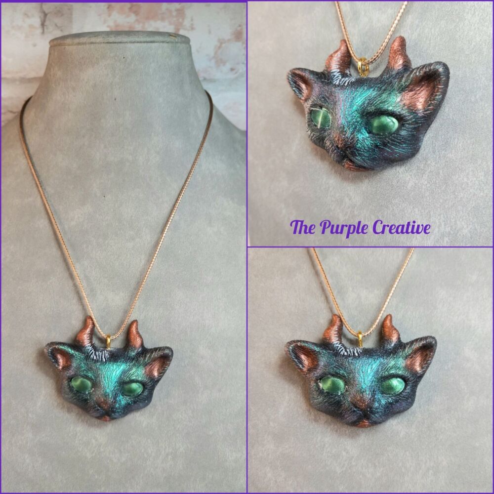 Resin Demon Kitty Cat Necklace Costume Jewellery Gift