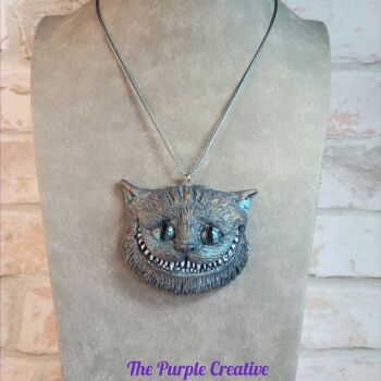 Resin Cheshire Cat Pendant Necklace Gift Alice Costume Jewellery