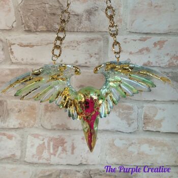 Resin Winged Raven Skull Wall Hanging Home Decor Gift