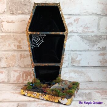 Goth Resin Coffin Shelf Raven Skull Alternative Home Decor Gift