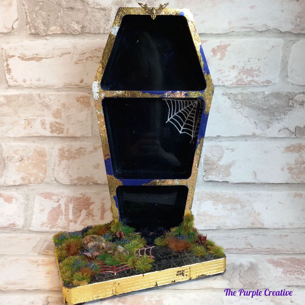 Goth Resin Coffin Shelf Raven Skull Alternative Home Decor Gift