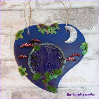 Ceramic Heart Shroom Toadstool Fairy Pixie Door Gift Wall Hanging