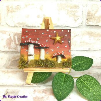 Mini Canvas Toadstool Mushroom Sunset Sky Home Decor Gift