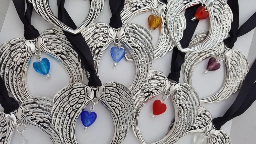 Christmas Angel Wings with birthstone heart
