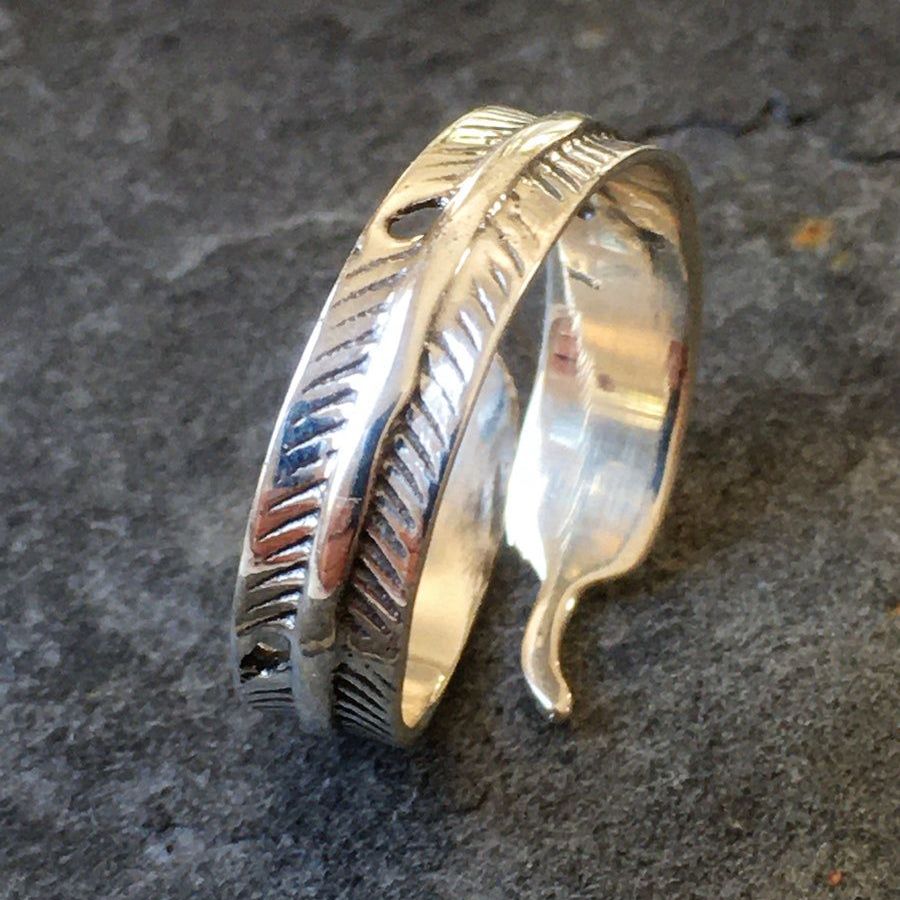 Silver Feather Ring - adjustable