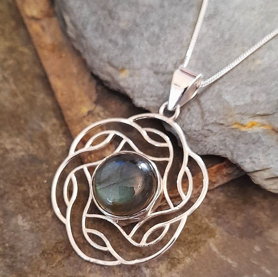 Labradorite Celtic Flower Pendant