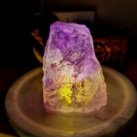 Rough Amethyst Mini Lamp with disk LED USB fitting