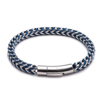 Blue Nylon Cord Threaded Stainless Steel Bracelet