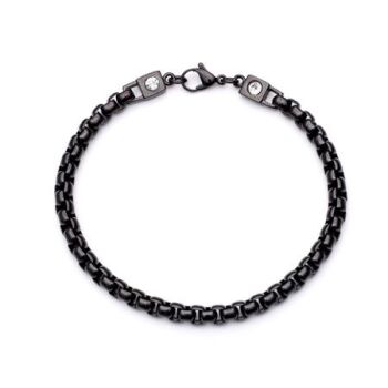 Black Ion Plated Box Stainless Steel Bracelet