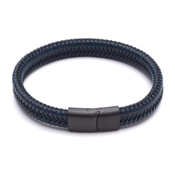 Recycled Leather Bracelet - Blue