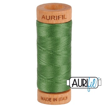 Aurifil Thread 2890 80 WT Very Dark Grass Green - 274m Small Wooden Spool 