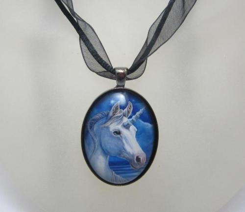 The Sacred One glass cabochon necklace by Lisa Parker