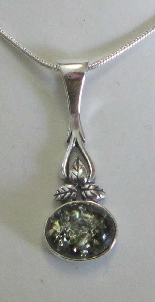Forgotten Forest Moss Amber necklace